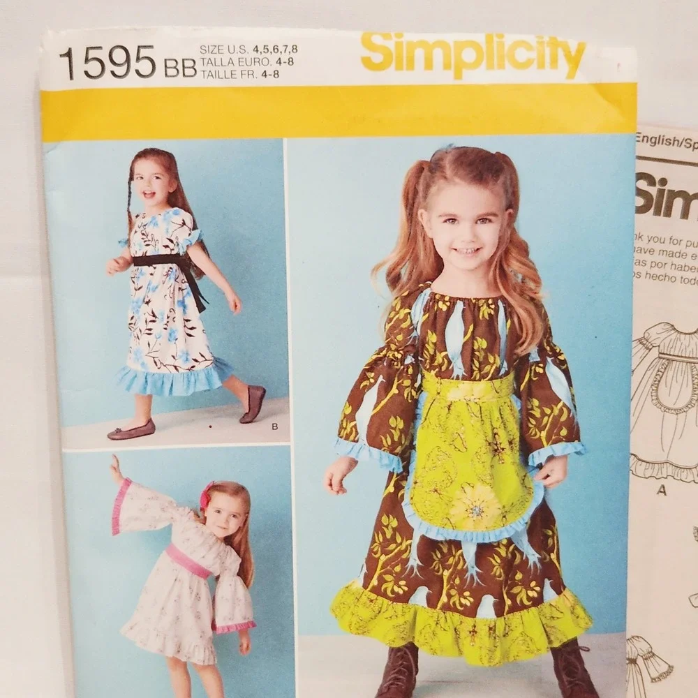 Child Sz 4-8 Simplicity 1595BB Dress in 2 Lengths